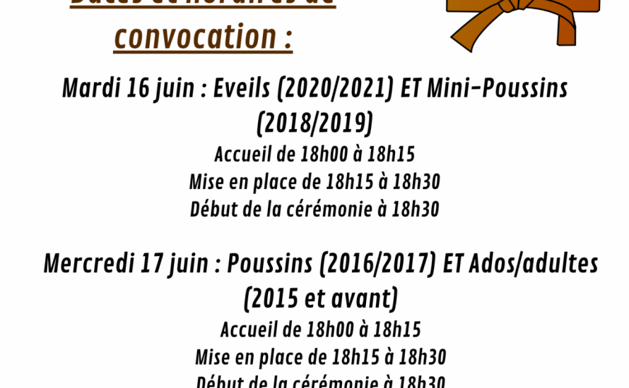 Soirées remises de ceintures 2026